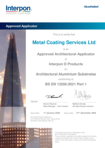 Metal Coating Services Ltd certificate 2026 – Akzo Nobel